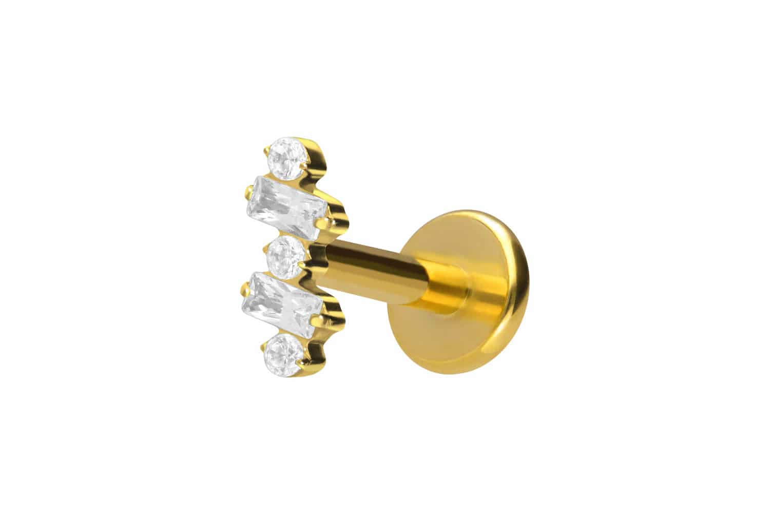 Titan Labret Piercing mit Push Fit EINGEFASSTE KRISTALLE